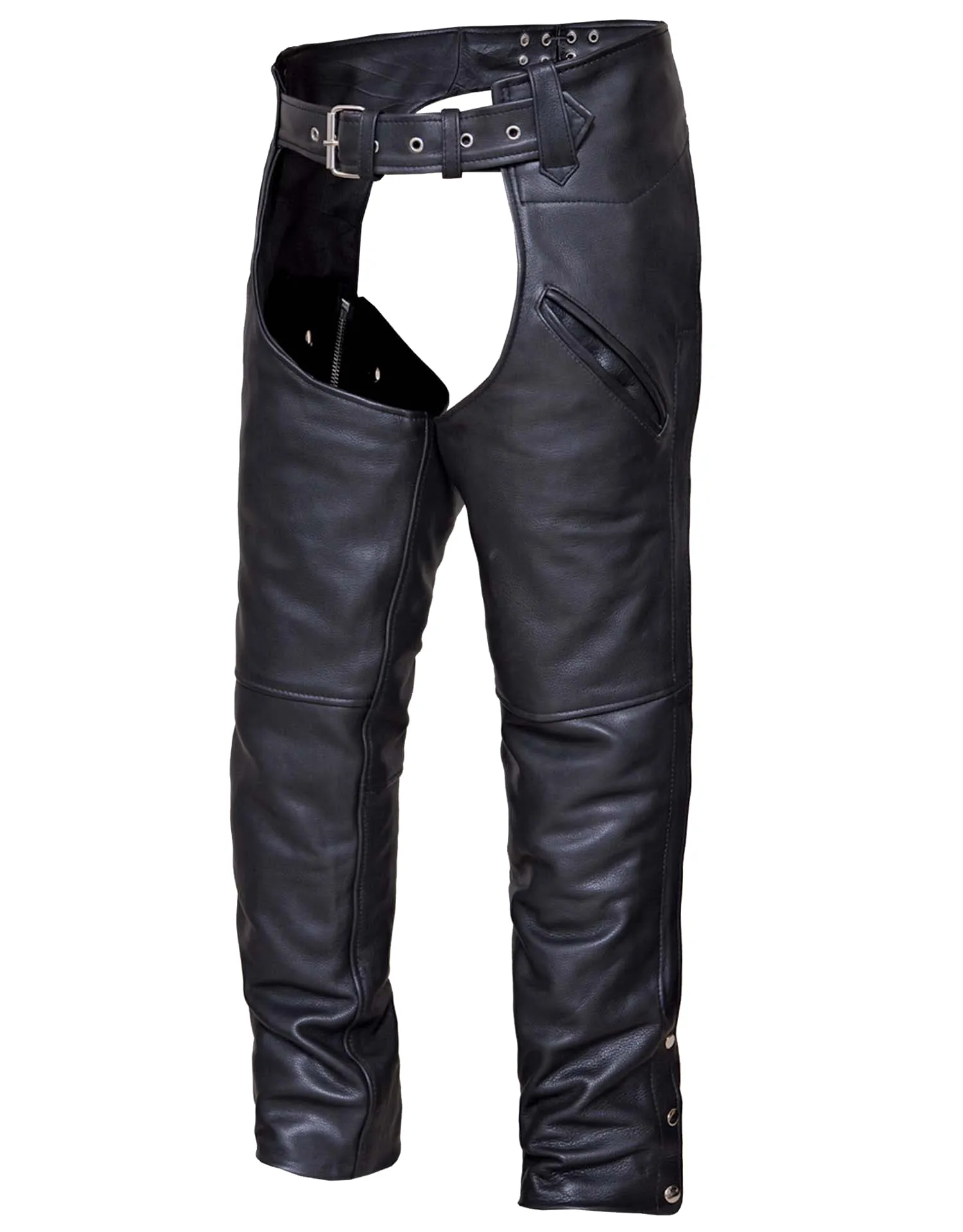 Unisex Premium Leather Deep Pocket Motorcycle Chaps