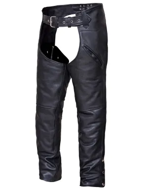 Unisex Premium Leather Deep Pocket Motorcycle Chaps