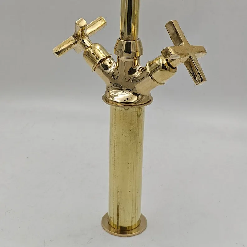 Unlacquered Brass Vintage Bathroom Faucet - Solid Brass Kitchen Faucet - Moroccan Handmade