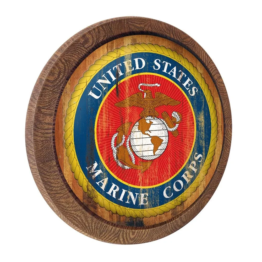 US Marine Corps: Seal - Weathered "Faux" Barrel Top Sign