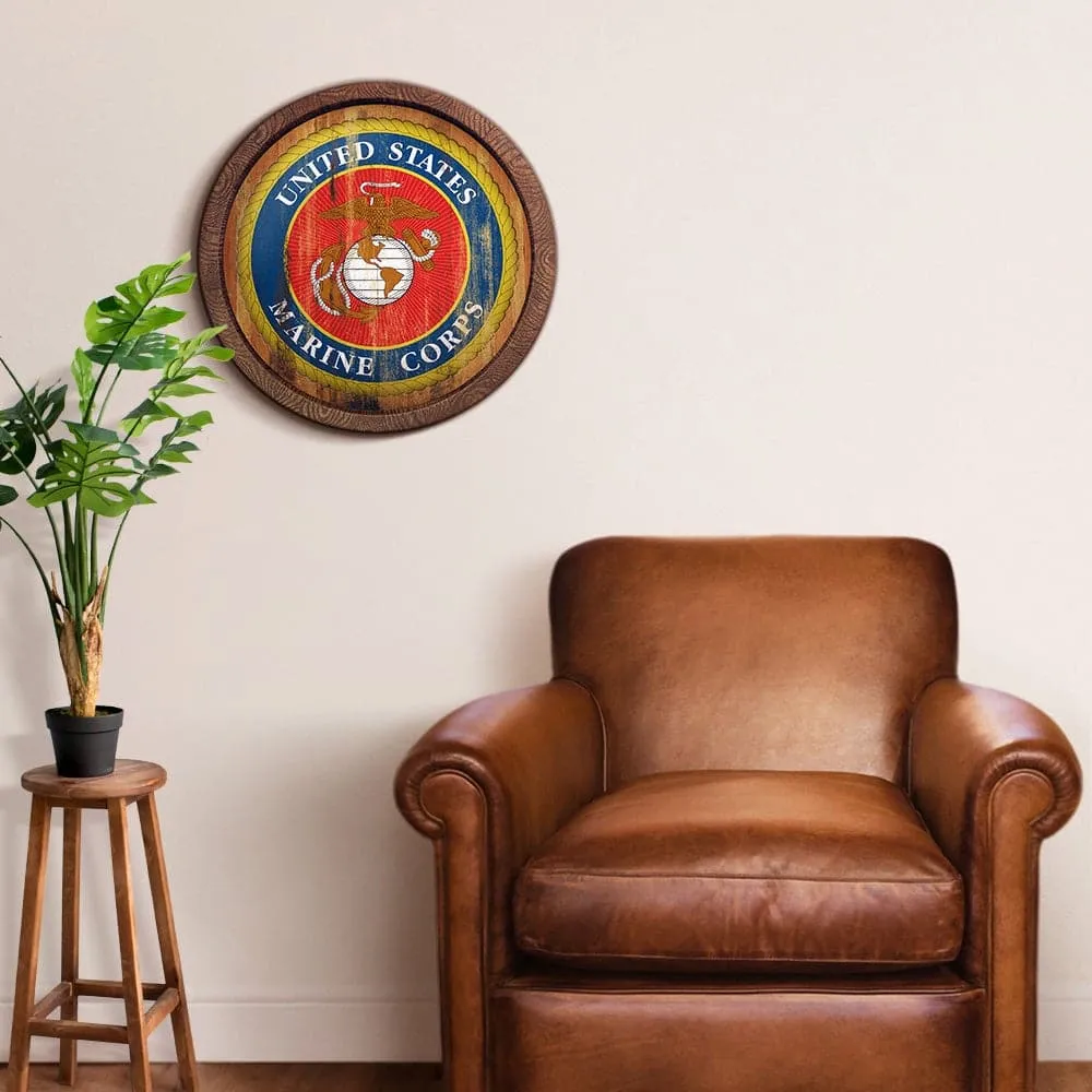 US Marine Corps: Seal - Weathered "Faux" Barrel Top Sign
