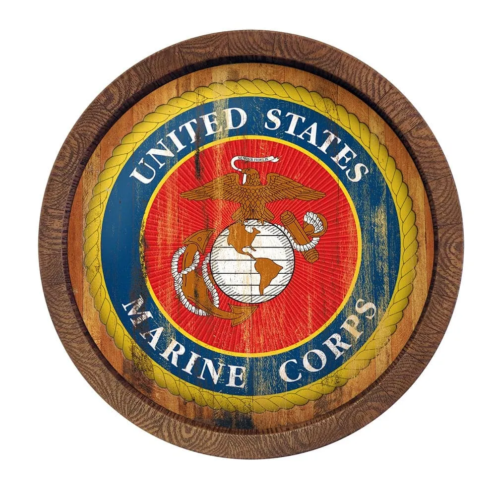 US Marine Corps: Seal - Weathered "Faux" Barrel Top Sign
