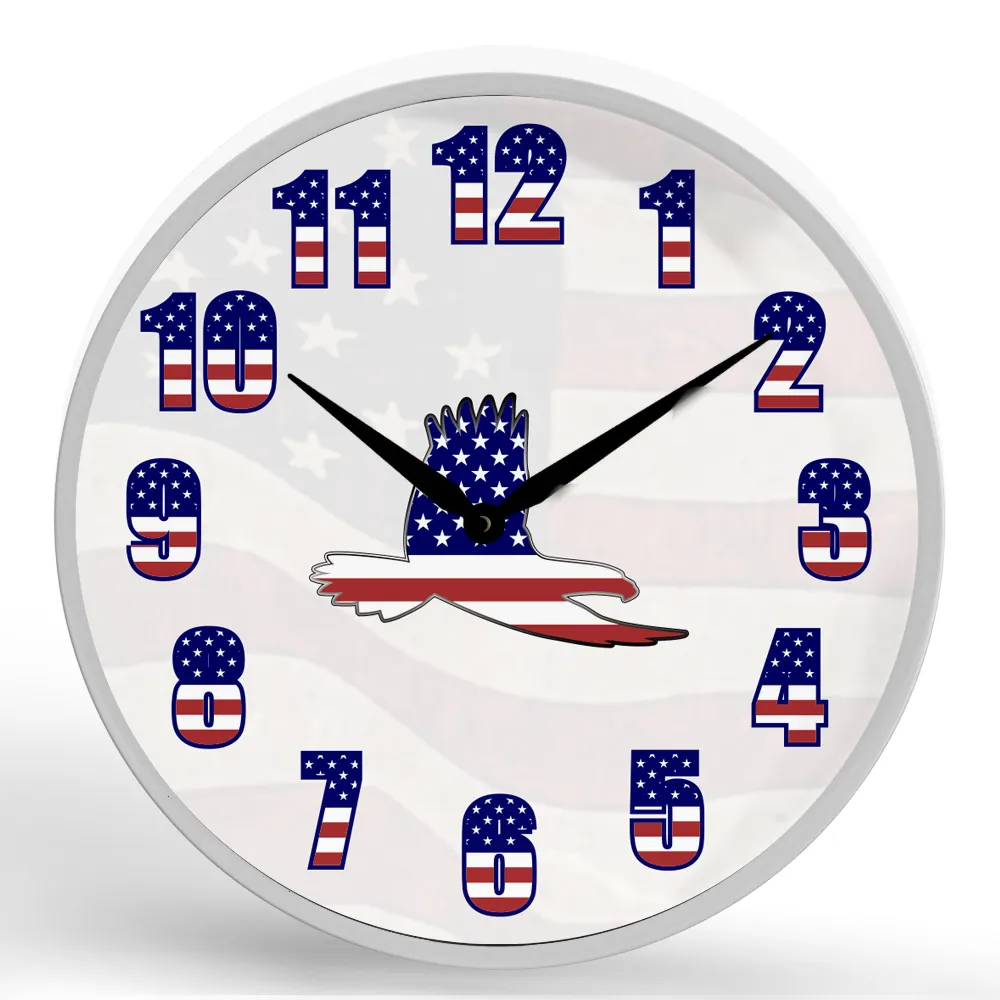 USA Eagle <br>Round Framed Wall Clock 11.75"