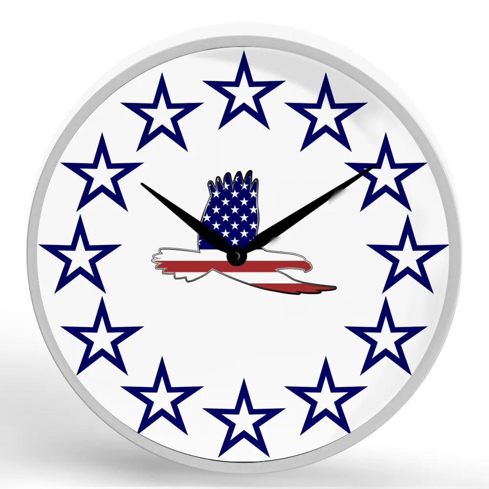 USA Eagle <br>Round Framed Wall Clock 11.75"