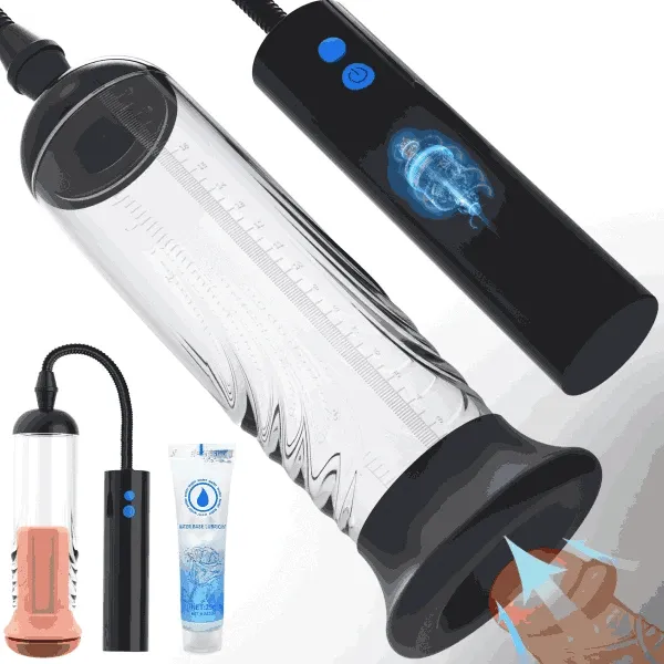 Vacuum Electric Penis Pump Digital Penis Enlarger Growth with Pussy Stroker