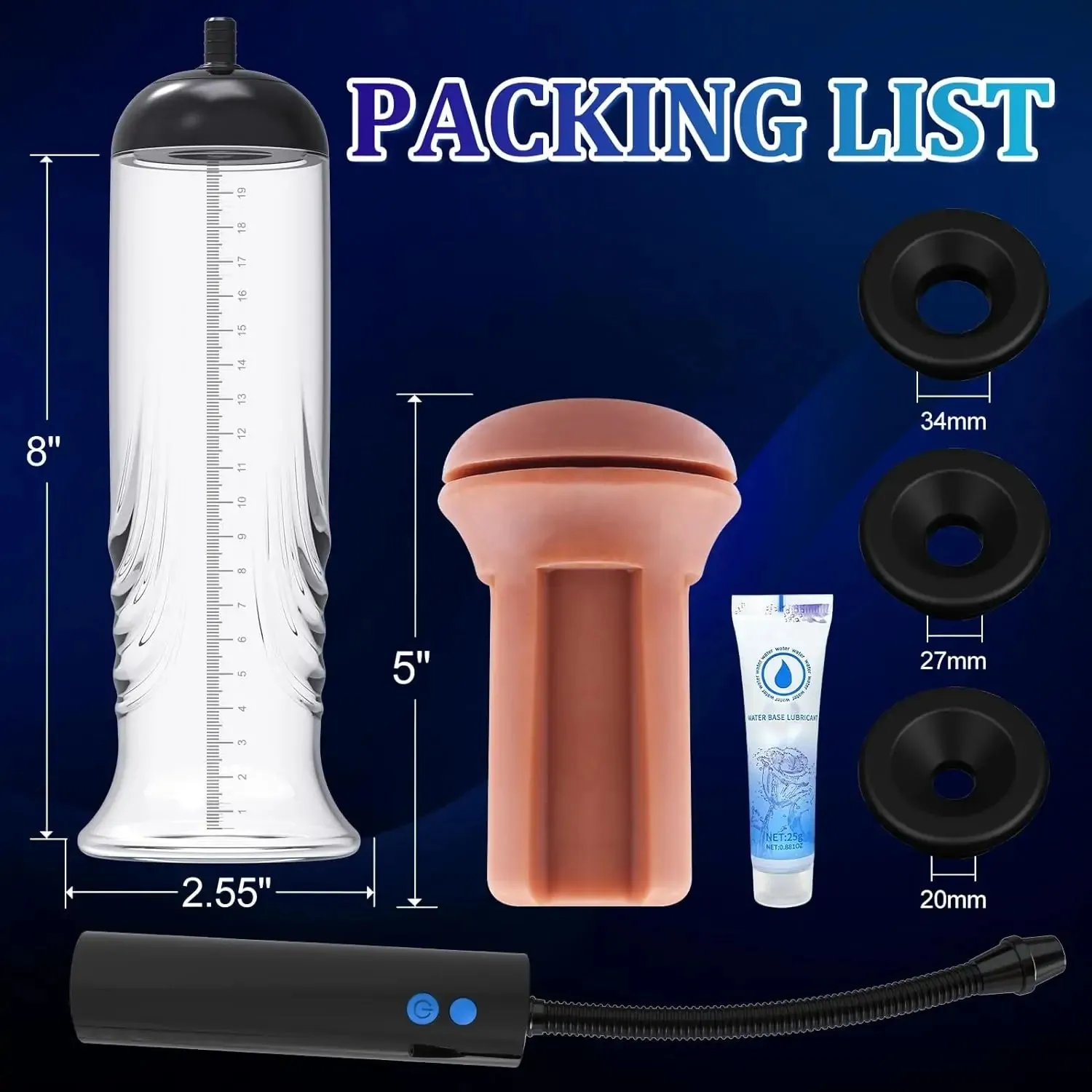 Vacuum Electric Penis Pump Digital Penis Enlarger Growth with Pussy Stroker