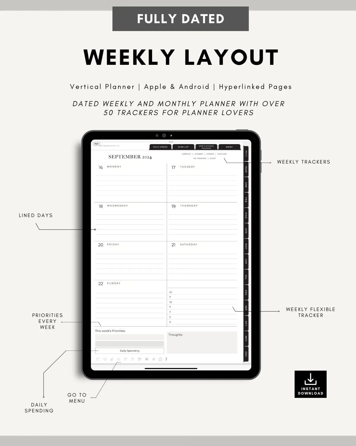 Vertical Digital Budget Planner - 2025
