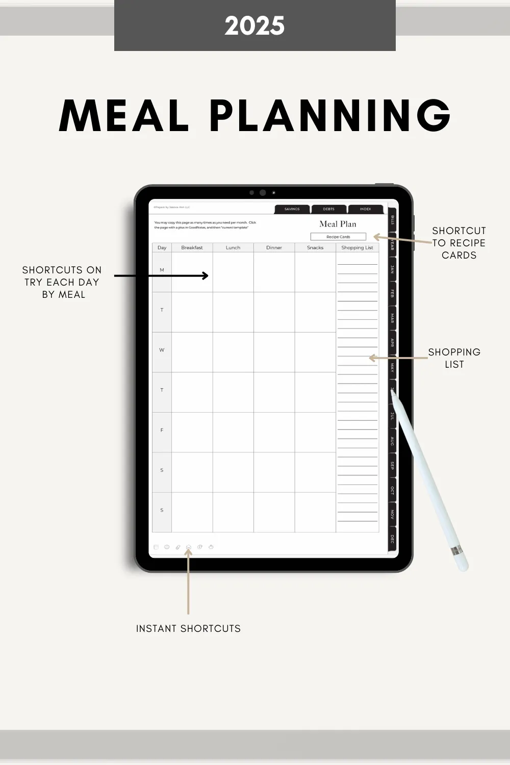 Vertical Digital Budget Planner - 2025