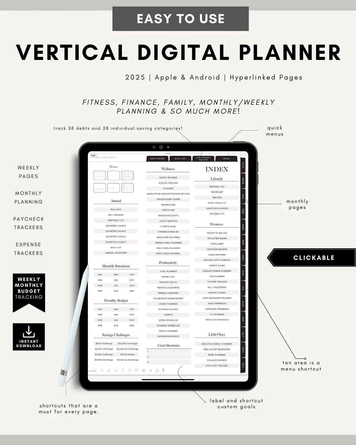 Vertical Digital Budget Planner - 2025