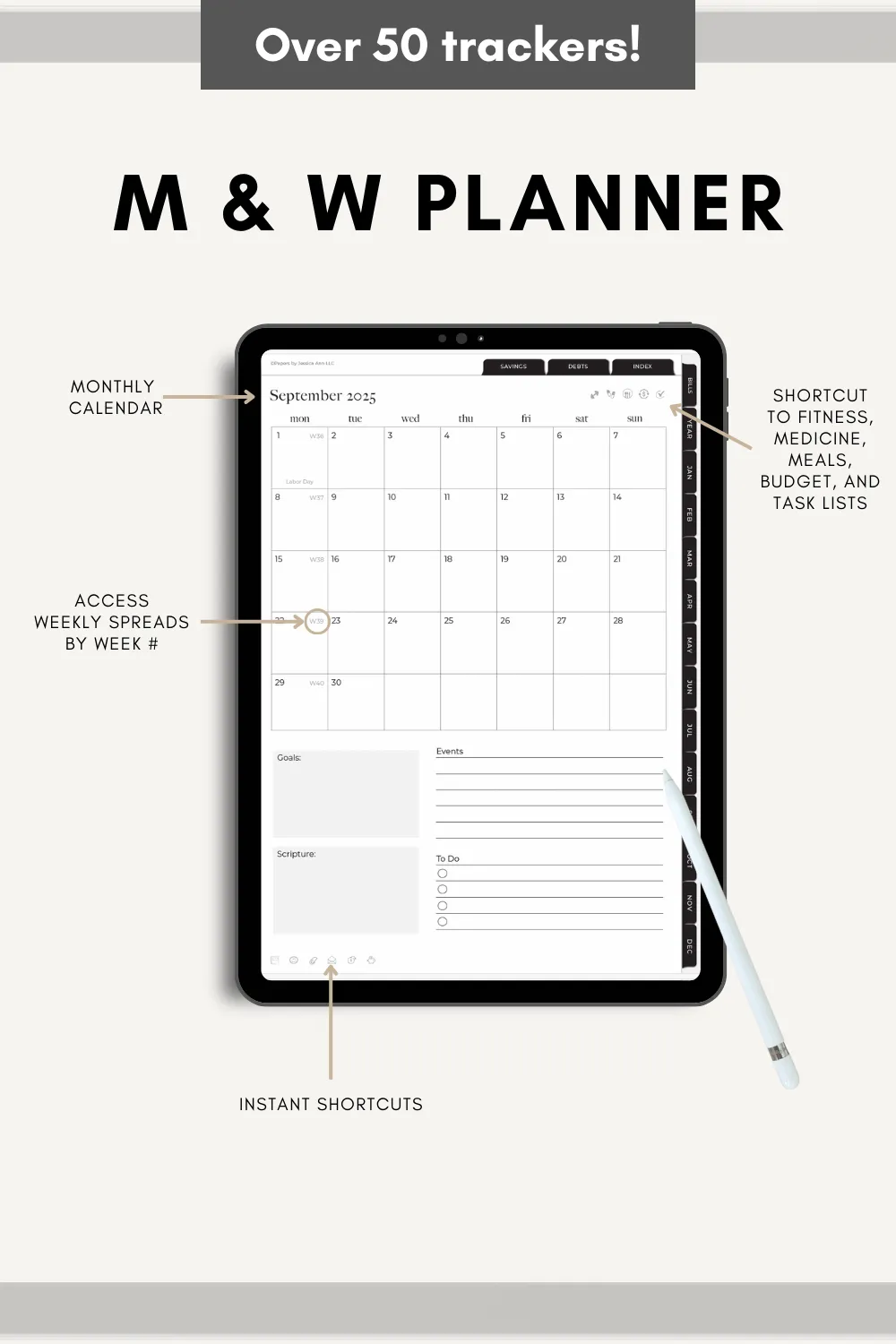 Vertical Digital Budget Planner - 2025