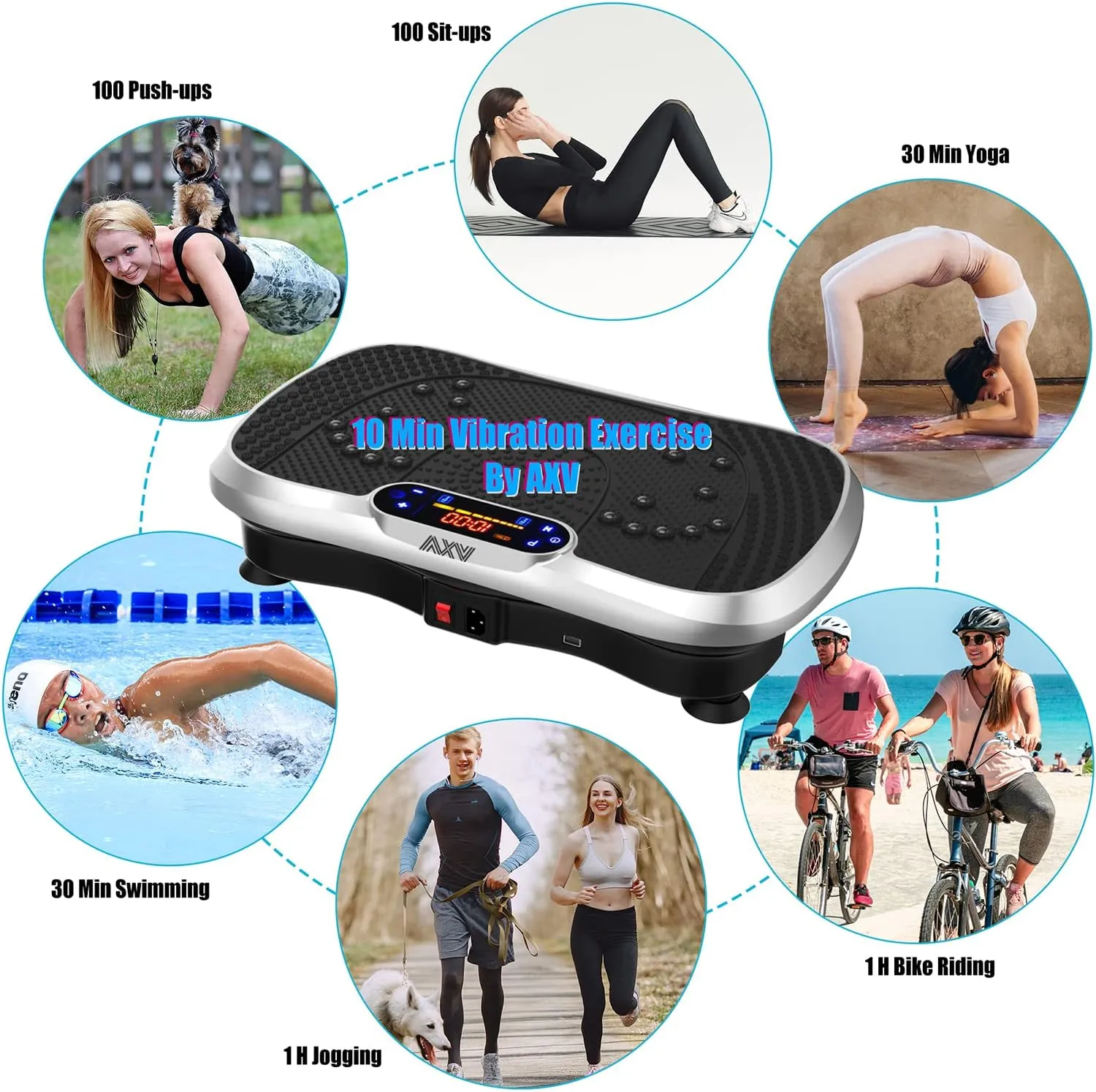 Vibration Plate Fitness Platform Exercise Machine Vibrating Lymphatic Drainage Shaking Full Body Shaker Workout Vibrate Stand Shake Board Sport Gym for Weight Loss Fat Burner for Women Men