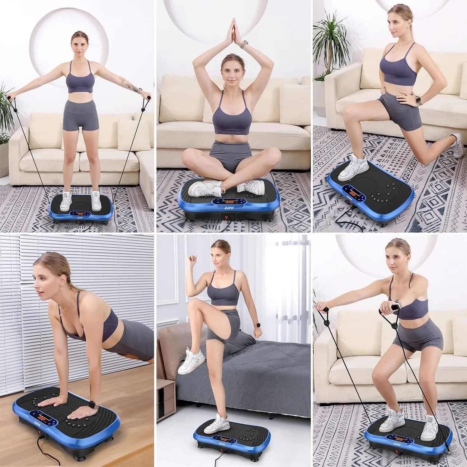 Vibration Plate Fitness Platform Exercise Machine Vibrating Lymphatic Drainage Shaking Full Body Shaker Workout Vibrate Stand Shake Board Sport Gym for Weight Loss Fat Burner for Women Men
