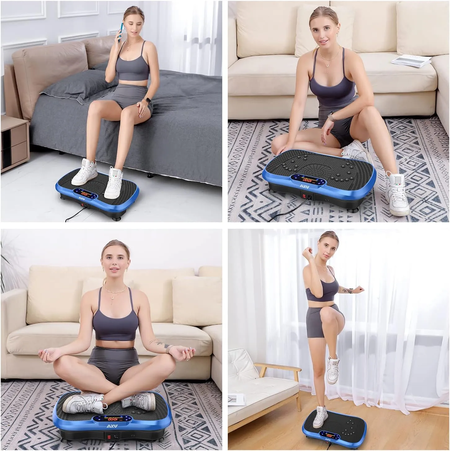 Vibration Plate Fitness Platform Exercise Machine Vibrating Lymphatic Drainage Shaking Full Body Shaker Workout Vibrate Stand Shake Board Sport Gym for Weight Loss Fat Burner for Women Men