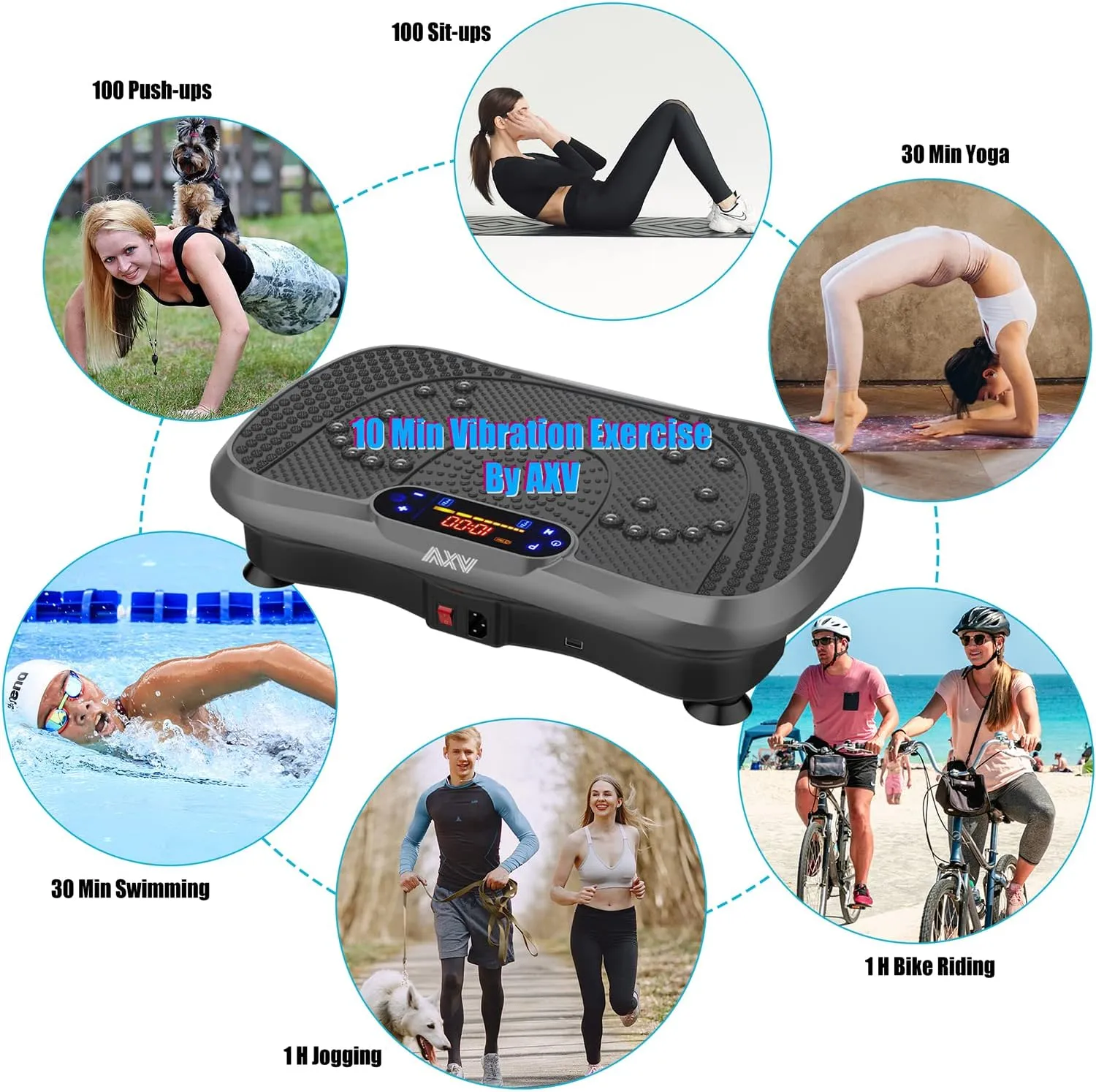 Vibration Plate Fitness Platform Exercise Machine Vibrating Lymphatic Drainage Shaking Full Body Shaker Workout Vibrate Stand Shake Board Sport Gym for Weight Loss Fat Burner for Women Men