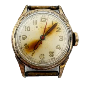 Vintage 1933 Bulova Military Ladies Mechanical Wristwatch 10 BA Steel & 10k RGP
