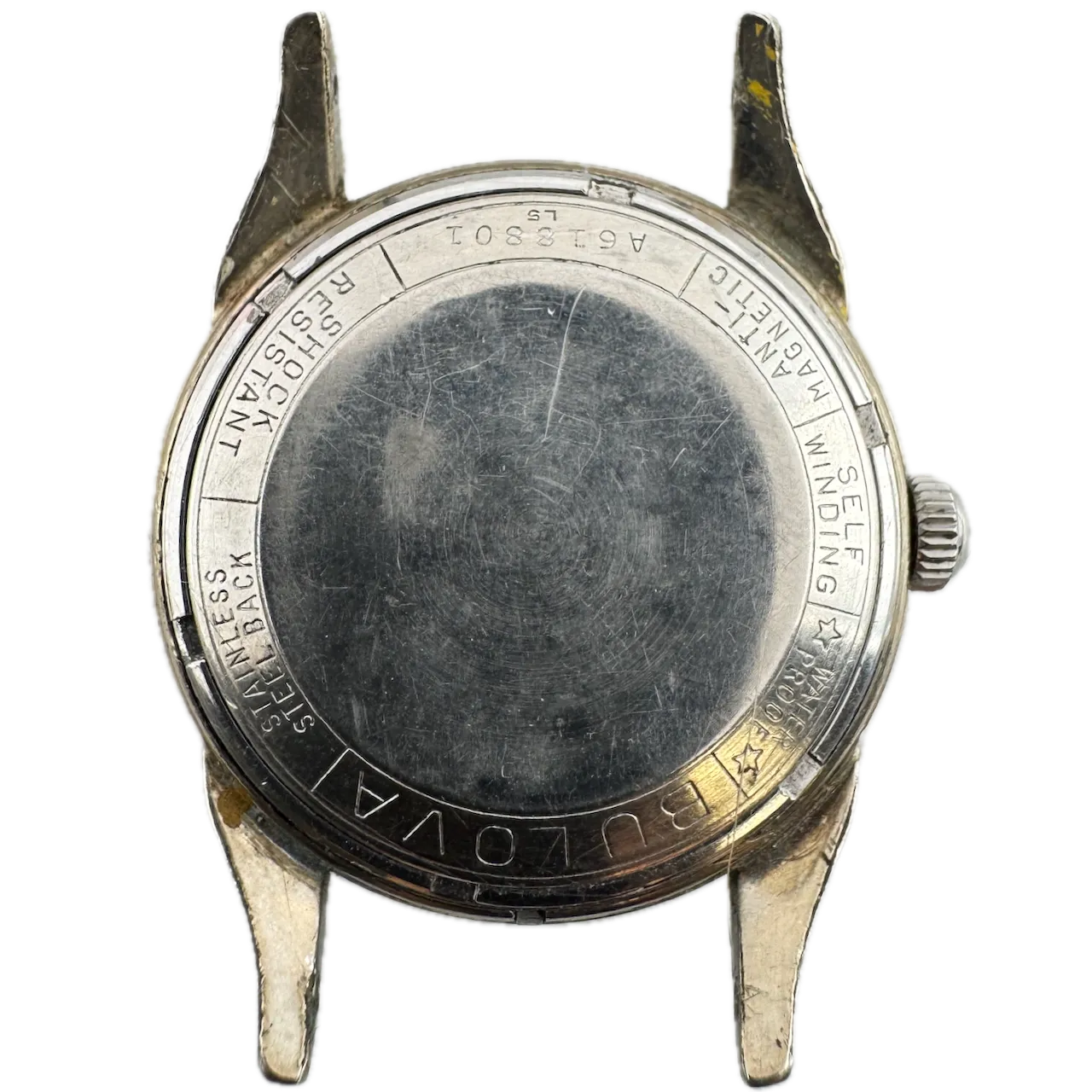 Vintage 1953 Bulova Black Sunburst Men's Automatic Wristwatch Steel & Chrome