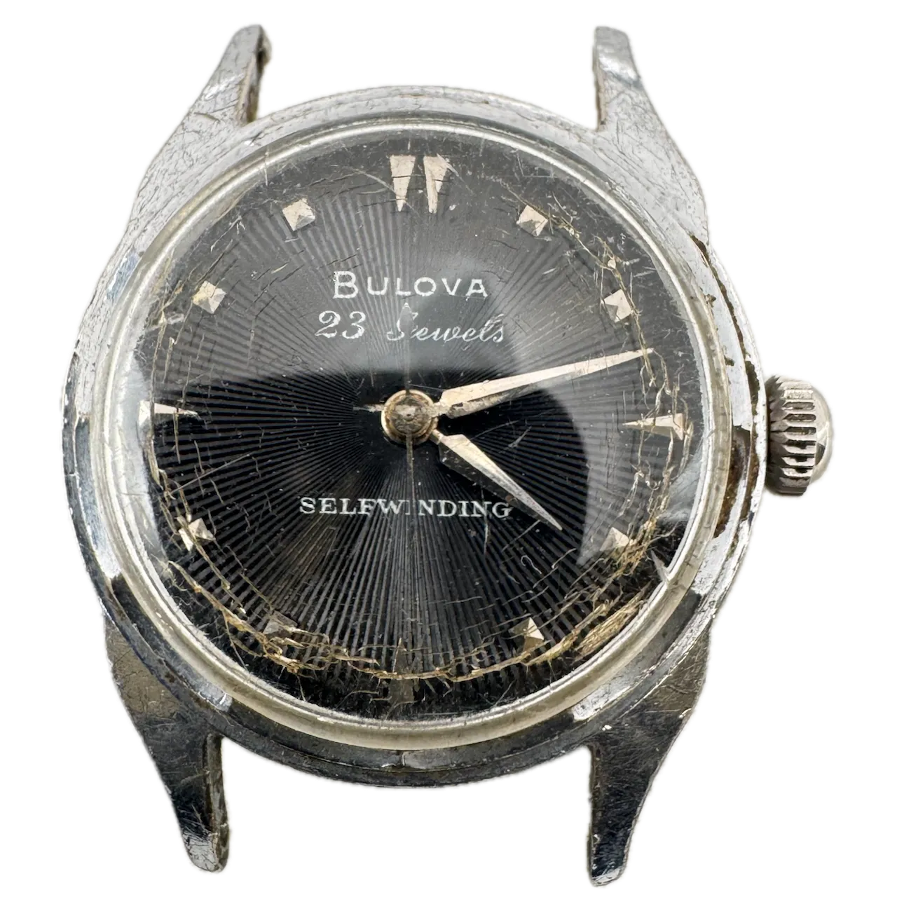 Vintage 1954 Bulova Black Sunburst 23 J Men's Automatic Wristwatch 10 BPAC USA