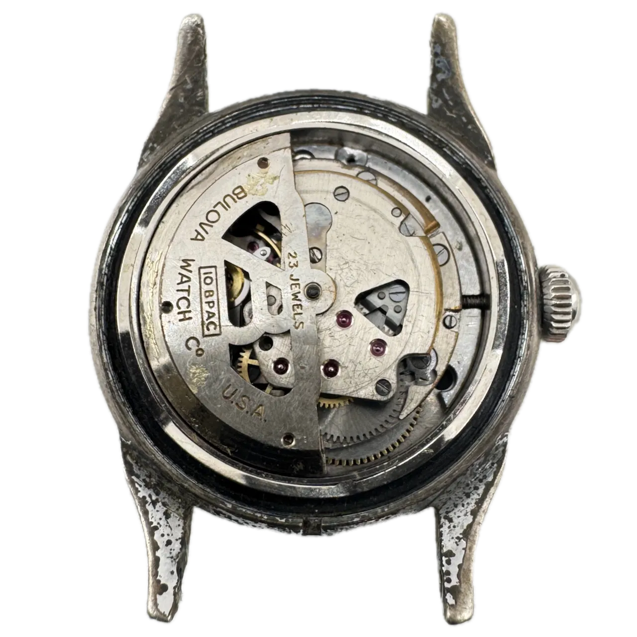 Vintage 1954 Bulova Black Sunburst 23 J Men's Automatic Wristwatch 10 BPAC USA