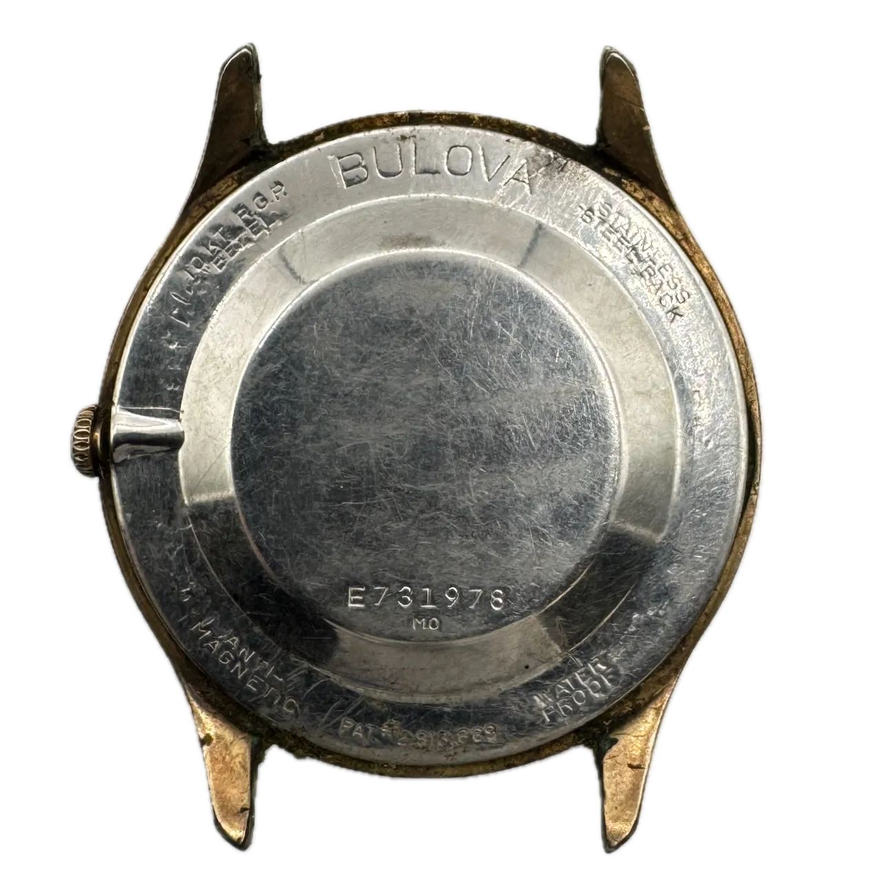 Vintage 1960 Bulova Thin Men's Mechanical Wristwatch Swiss Steel & 10k RGP