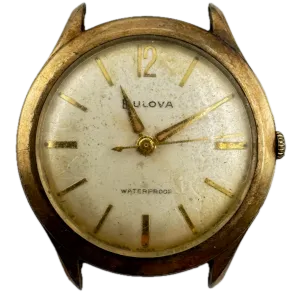 Vintage 1960 Bulova Thin Men's Mechanical Wristwatch Swiss Steel & 10k RGP