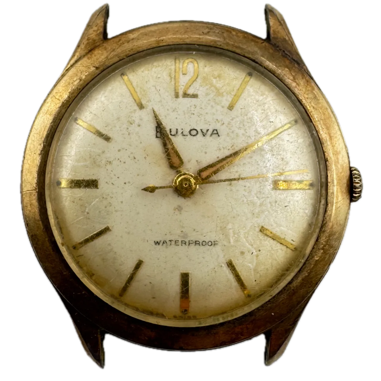 Vintage 1960 Bulova Thin Men's Mechanical Wristwatch Swiss Steel & 10k RGP