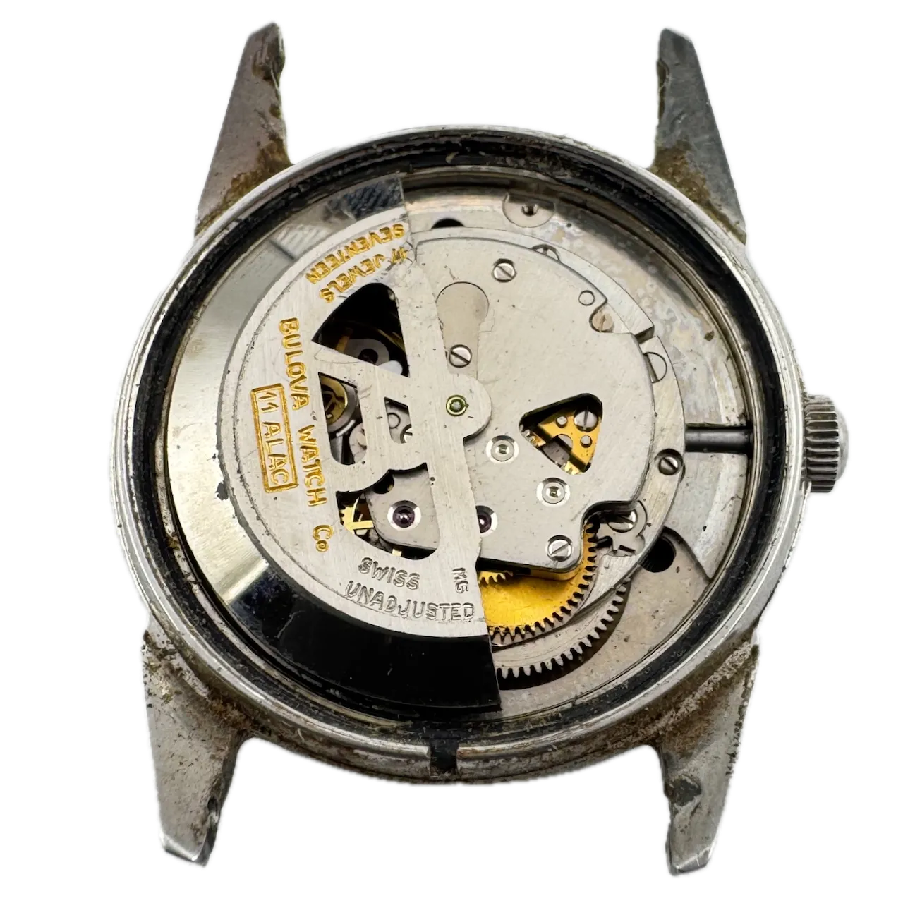 Vintage 1964 Bulova 2502 Black Men's Automatic Wristwatch 11 ALAC Swiss Steel