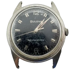 Vintage 1964 Bulova 2502 Black Men's Automatic Wristwatch 11 ALAC Swiss Steel
