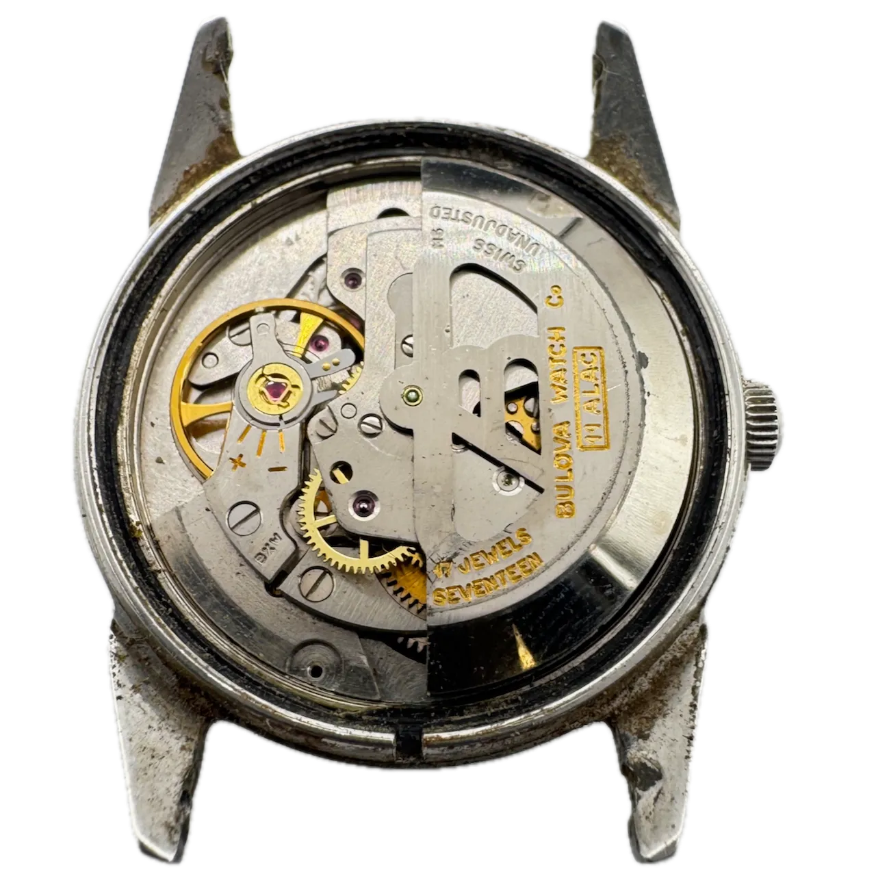 Vintage 1964 Bulova 2502 Black Men's Automatic Wristwatch 11 ALAC Swiss Steel