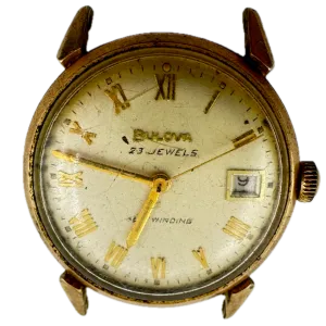 Vintage 1968 Bulova 2525 Roman Dial Date Men's Automatic Wristwatch USA 10k RGP