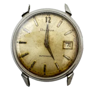Vintage 1968 Bulova Sunburst Date Men's Automatic Wristwatch 11 ALACD Steel