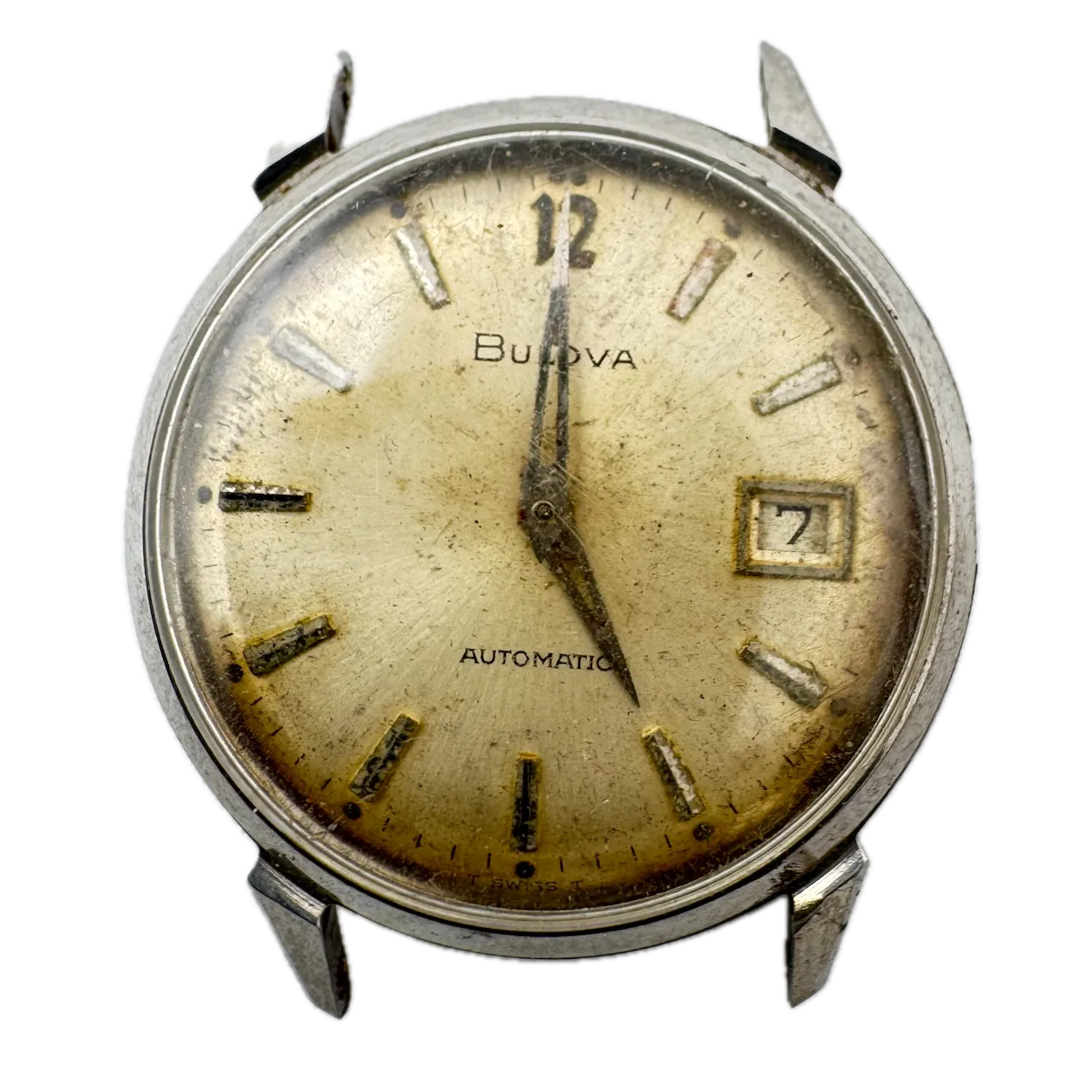 Vintage 1968 Bulova Sunburst Date Men's Automatic Wristwatch 11 ALACD Steel