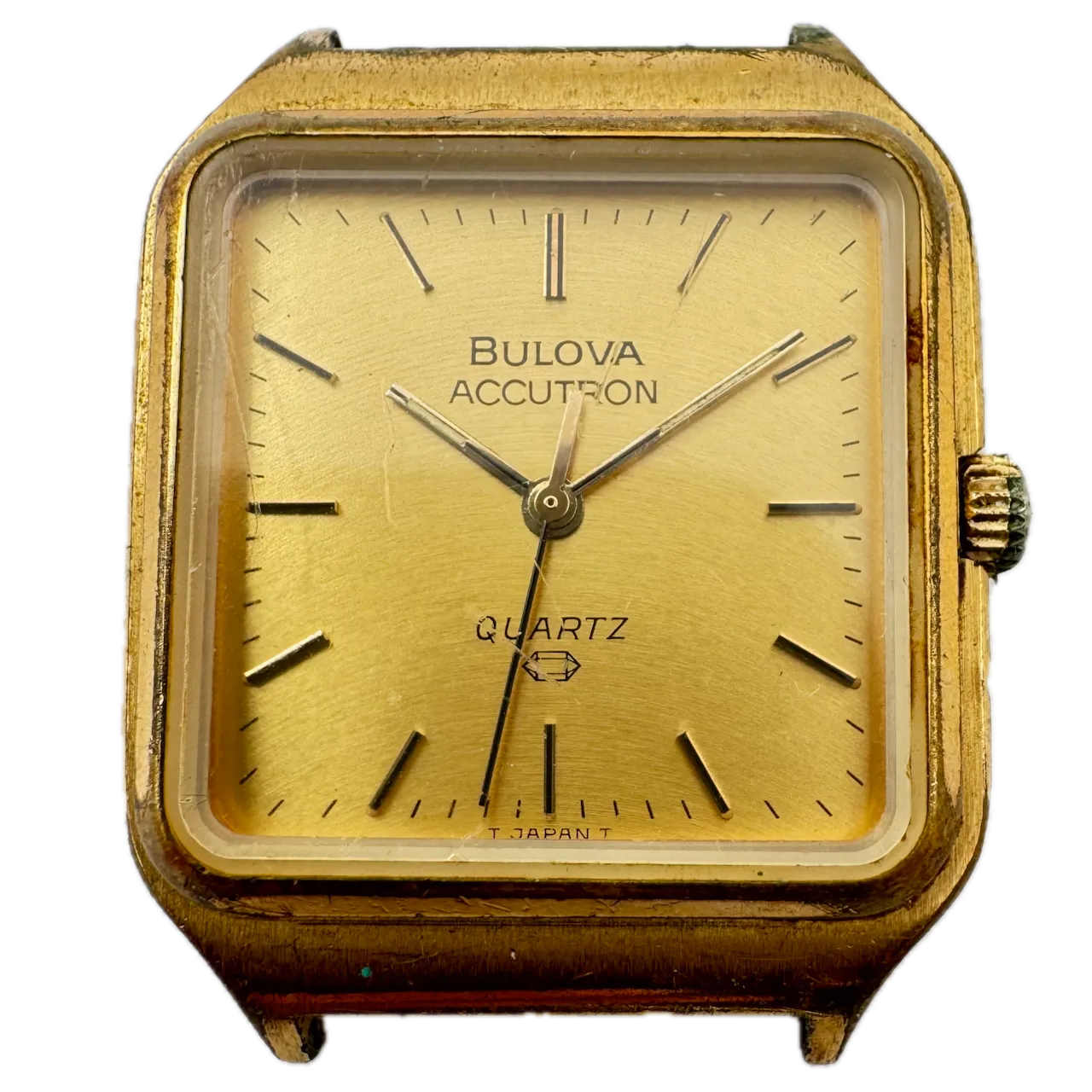 Vintage 1977 Bulova L260 Square Men's Quartz Wristwatch Japan Gold Tone