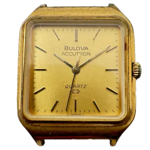 Vintage 1977 Bulova L260 Square Men's Quartz Wristwatch Japan Gold Tone