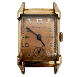 Vintage 21mm Bulova Copper Men's Mechanical Wristwatch 7 AK USA 14k Rose GF