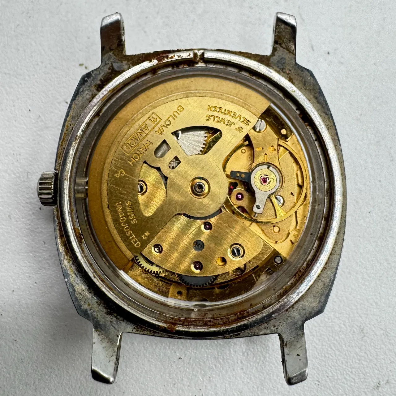 Vintage 33.5mm 1971 Bulova Sea King Crosshair Men's Automatic Wristwatch Steel