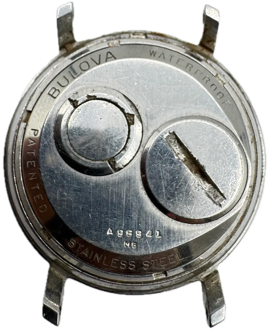 Vintage 35mm 1966 Accutron Sunburst Men's Tuning Fork Wristwatch 214 USA Steel