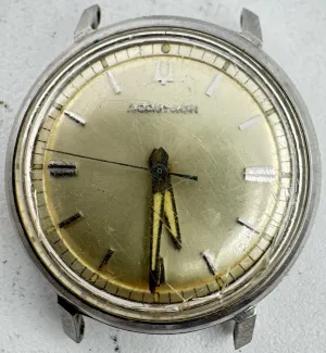 Vintage 35mm 1966 Accutron Sunburst Men's Tuning Fork Wristwatch 214 USA Steel