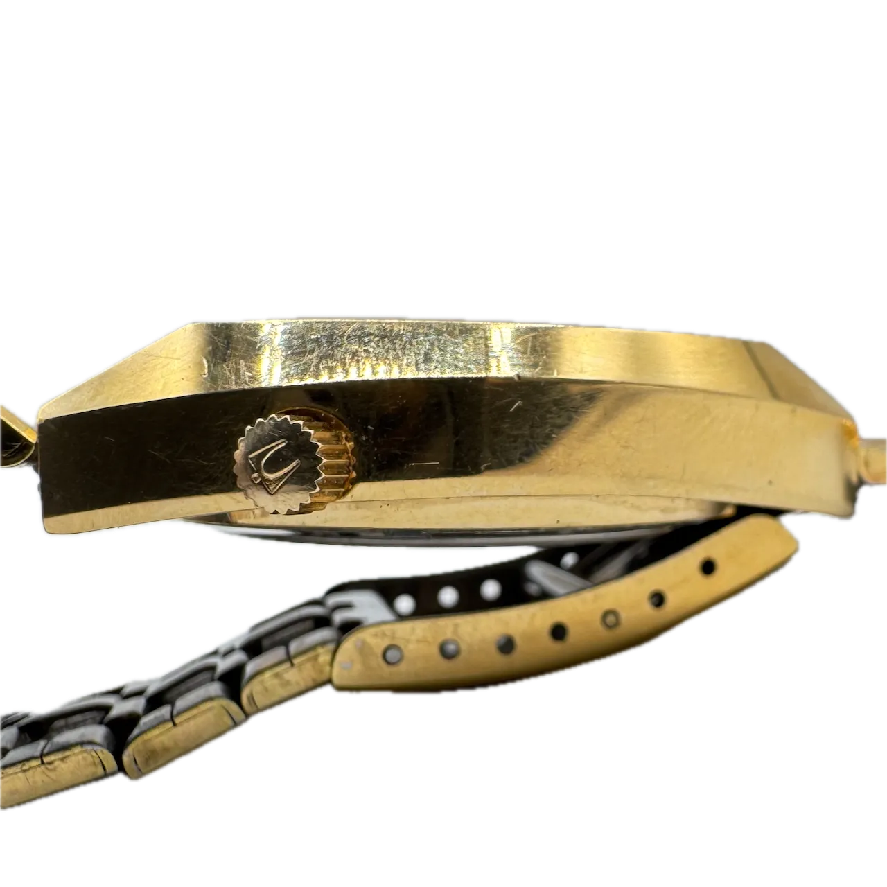Vintage 36mm Bulova Accuquartz Gem Men's Tuning Fork Wristwatch 218 Gold Tone