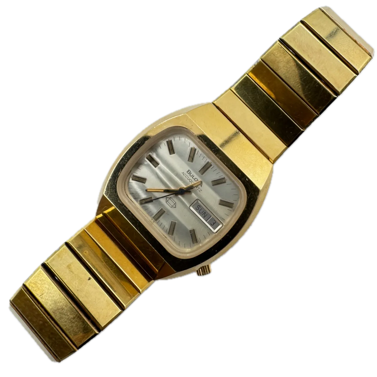 Vintage 36mm Bulova Accuquartz Gem Men's Tuning Fork Wristwatch 218 Gold Tone