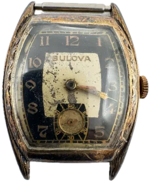 Vintage Bulova Art Deco Men's Mechanical Wristwatch 10 BA Sterling & 10k RGP