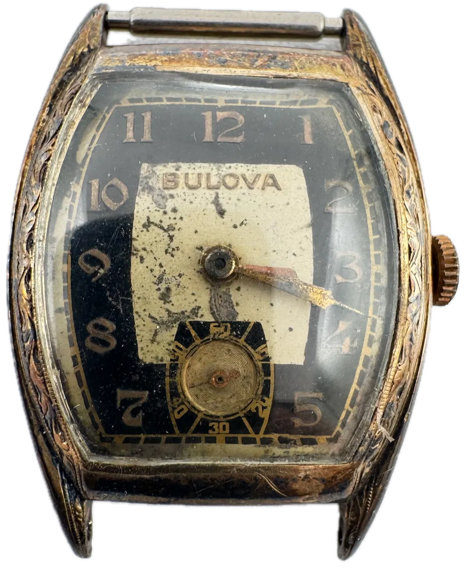 Vintage Bulova Art Deco Men's Mechanical Wristwatch 10 BA Sterling & 10k RGP