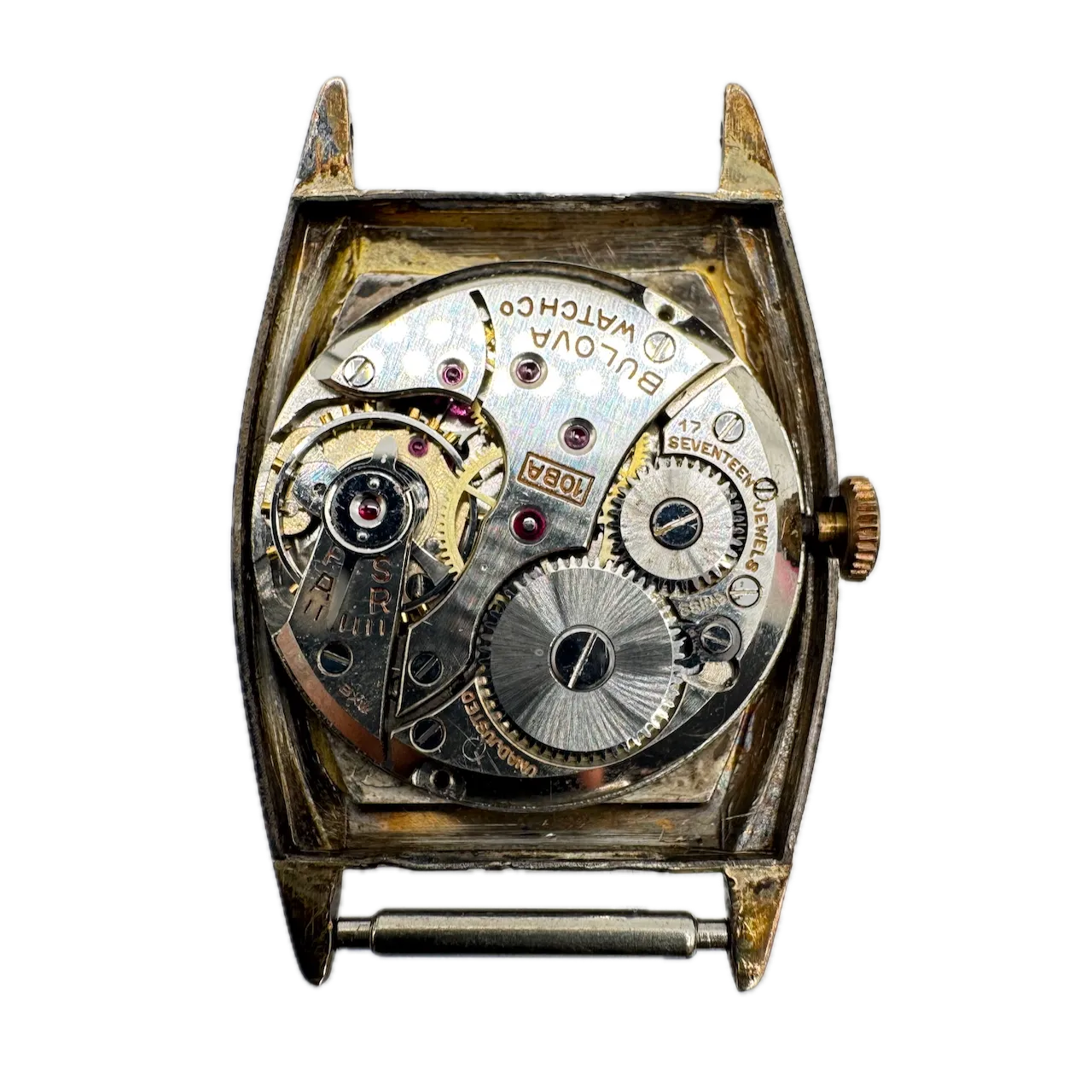 Vintage Bulova Art Deco Men's Mechanical Wristwatch 10 BA Sterling & 10k RGP
