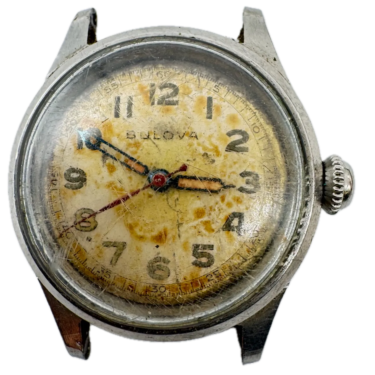 Vintage Bulova Military Style Men's Mechanical Wristwatch Swiss Stainless Steel