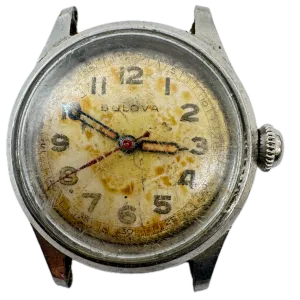 Vintage Bulova Military Style Men's Mechanical Wristwatch Swiss Stainless Steel
