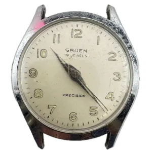 Vintage Gruen Precision Men's Mechanical Wristwatch 100 S USA Steel & Chrome