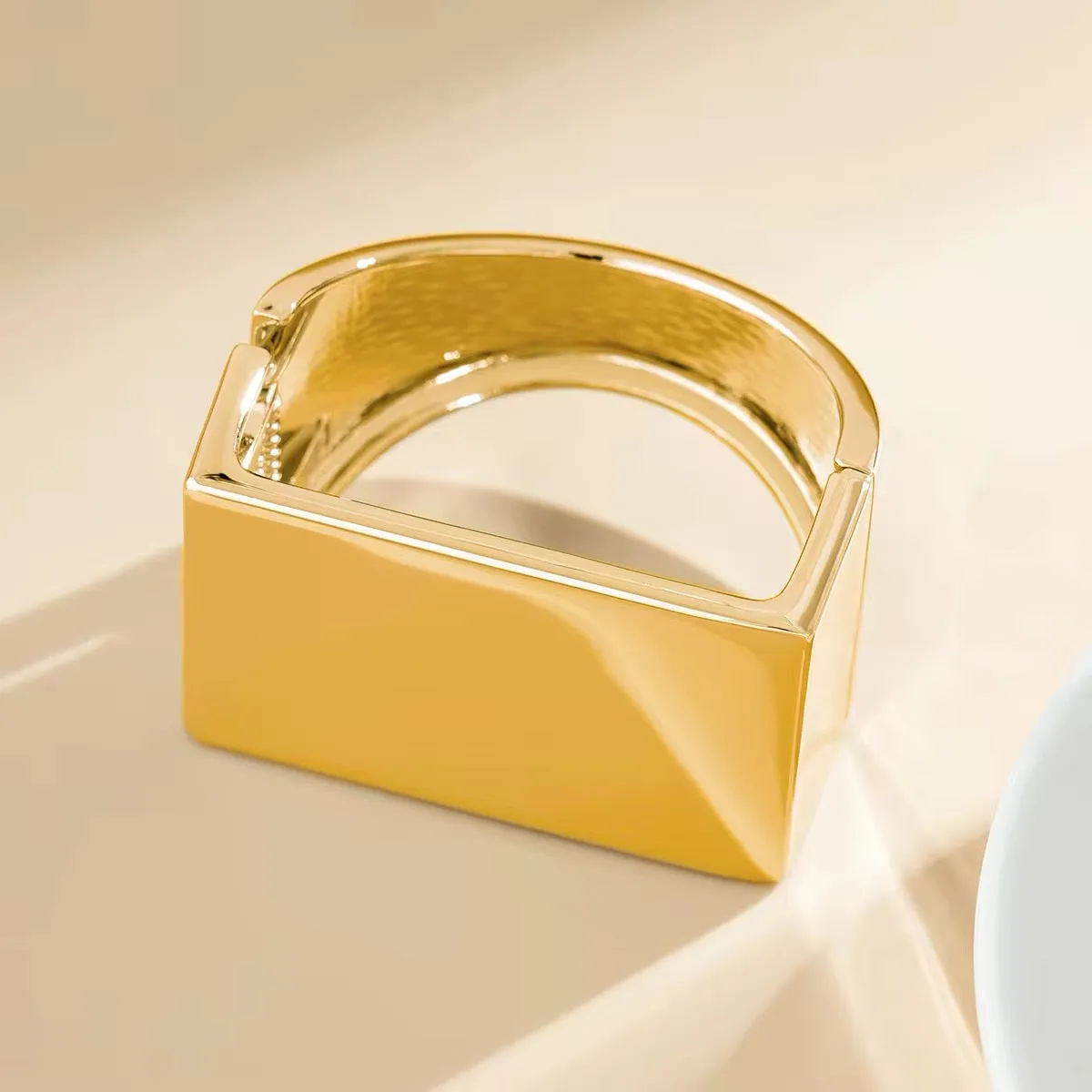 Vintage Thick Heavy Metal Simple Square Shaped Bangles Bracelets