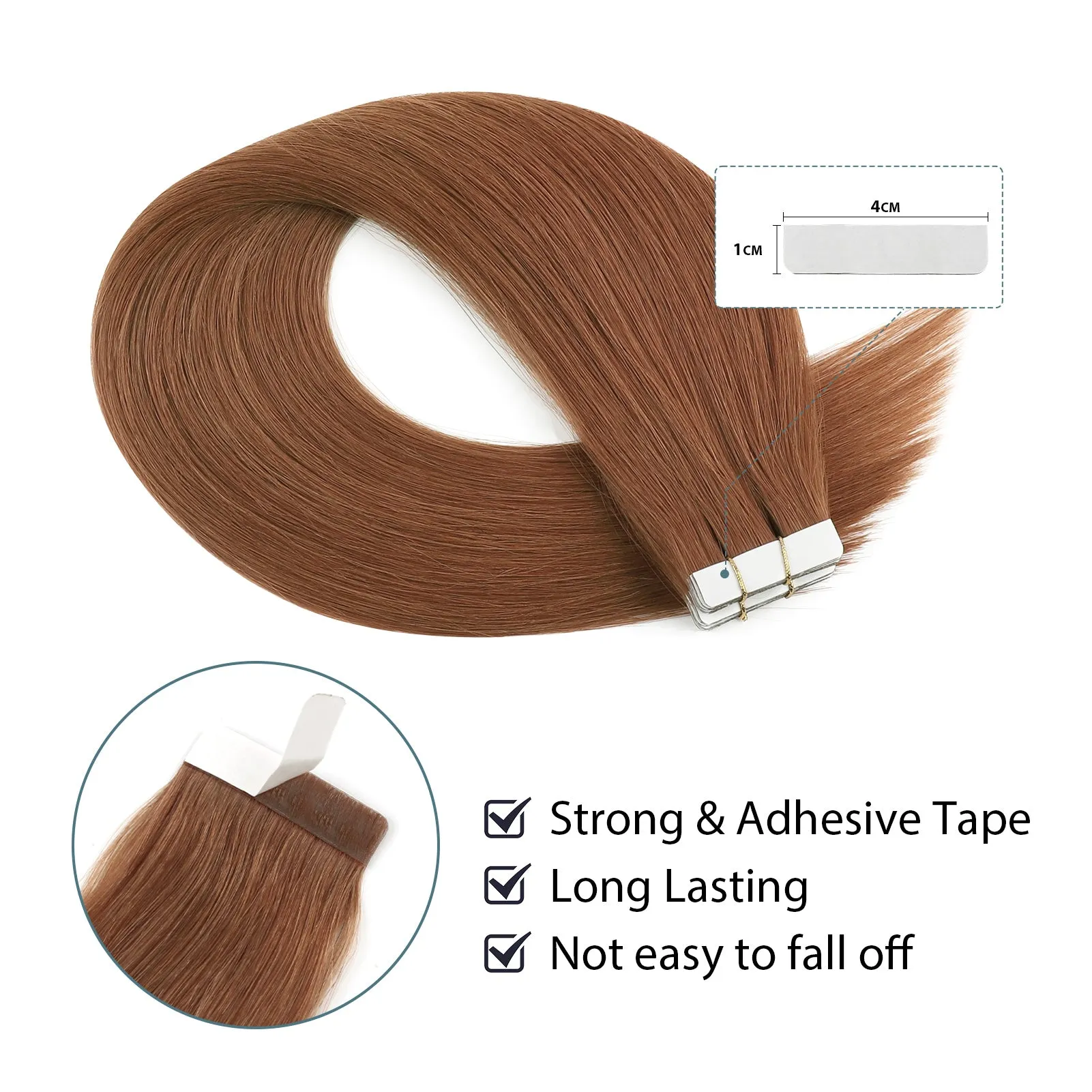 Virgin Invisible Tape in Hair Extensions Dark Auburn #33