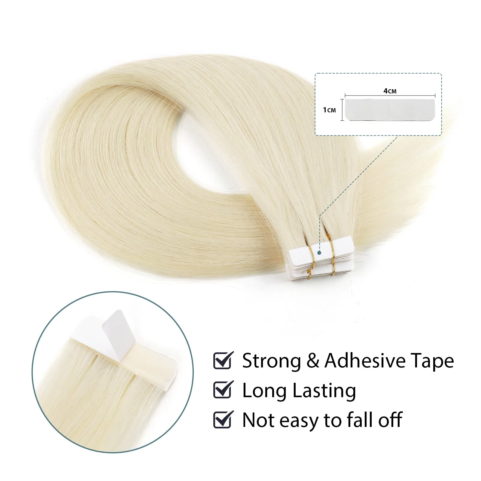Virgin Invisible Tape in Hair Extensions Icy Blonde #1008