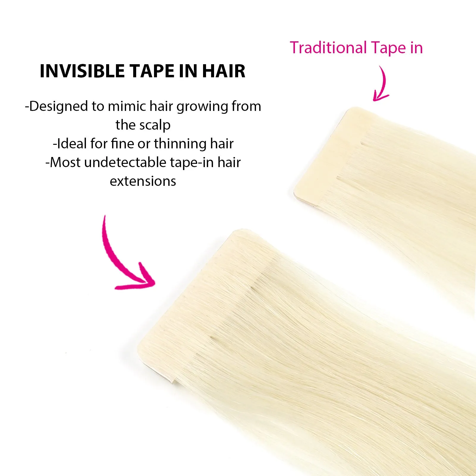 Virgin Invisible Tape in Hair Extensions Icy Blonde #1008