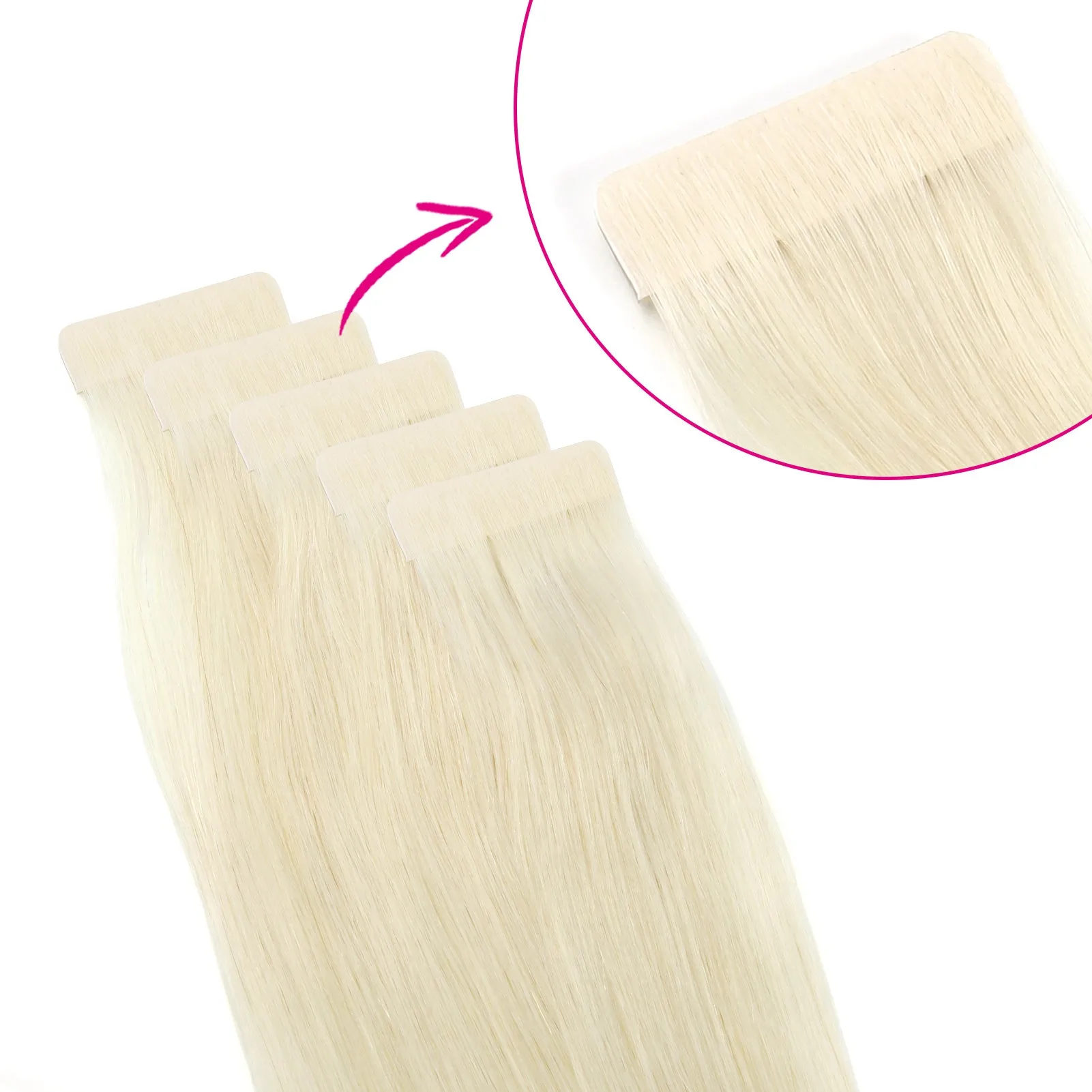 Virgin Invisible Tape in Hair Extensions Icy Blonde #1008